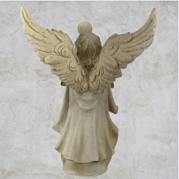 CHRISTMAS ANGELS -- Set of 3, Hold Musical Instruments, Resin, Sm/Md/Lg, Vintage - Picture 7 of 16